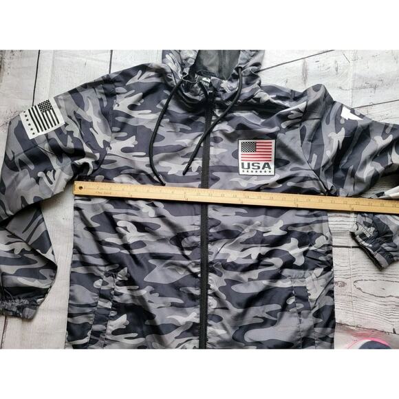 Striker Fifa Soccer Full Zip Windbreaker Adult Small Gray Camo Pockets Hooded - Picture 7 of 8